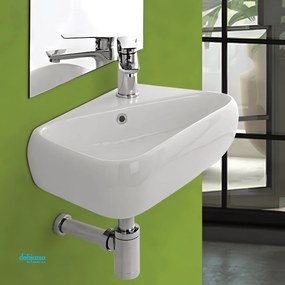 Lavabo Sospeso In Ceramica Bianco Lucido da 45 cm