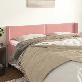 Testiera Ad Orecchio Rosa 183x16x78/88 Cm İn Velluto /