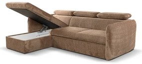 Divano angolare letto BEJA beige con contenitore, lato sinistro