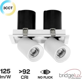 Faro LED da Incasso Orientabile 2x15W CCT Foro 160x75mm Bridgelux LED Colore Bianco Variabile CCT