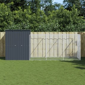 Casetta Cani Con Corsa Antracite 165x455x181 Cm Acciaio Zincato /