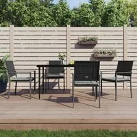 Sedie da Giardino con Cuscini 4pz Nere 54x62,5x89 cm Polyrattan 3187081