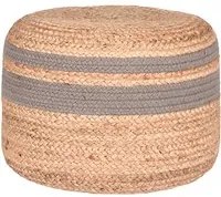 LABEL51 Pouf Intrecciato in Juta Grigio e Naturale 432797