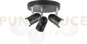 Spot punto nero 3 luci attacco e27 26x18x12cm in metallo