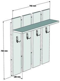 Appendiabiti da parete in noce con ripiano in colore antracite-naturale Mita - Puqa Design