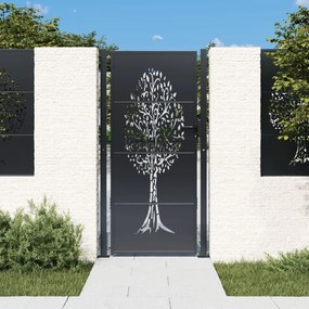 Cancello Giardino Antracite 105x180 Cm İn Acciaio Design Albero /