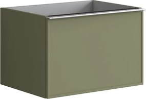 Mobile da bagno sospeso sotto lavabo L 60 x H 40 x P 45.5 cm verde salvia laccato, 2 cassetti Pixel frame
