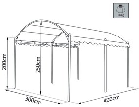 AORNOS - gazebo da giardino a onda in acciaio