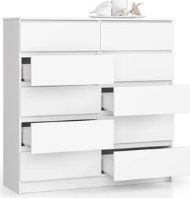 Cassettiera Credenza 120x40x120 Cm 10 Cassetti Artika Bianco Opaco