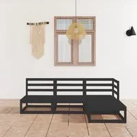 Set Divani da Giardino 4 pz Nero in Legno Massello di Pino 3075488