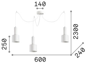 Sospensione Moderna Holly Metallo Ottone 3 Luci E27