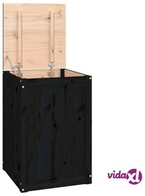 vidaXL Contenitore per Bucato Nero 44x44x66 cm Legno Massello Pino