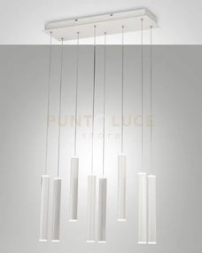 Prado lampadario a sospensione bianco l.60x20cm 8 luci a led 3000k ...