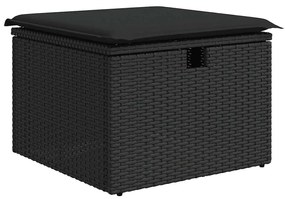 Set divani da giardino con cuscini 7pz nero polyrattan