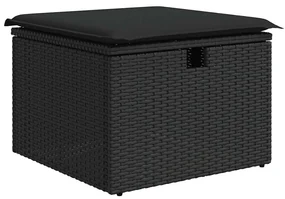 Set divani da giardino con cuscini 7pz nero polyrattan