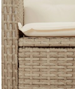 Set da Pranzo da Giardino 5 pz con Cuscini Beige in Polyrattan