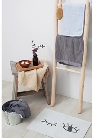 Tappeto da bagno bianco in misto cotone, 40 x 60 cm Eyes - Really Nice Things