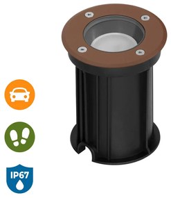 Faretto Carrabile GU10 IP67 - CORTEN con Doppio Pressacavo