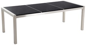 Set di tavolo e 8 sedie da giardino in acciaio basalto e fibra tessile beige nero lucido 220 cm GROSSETO Beliani