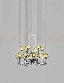 Puppet sospensione 18p ambra trasparente nero opaco 18 luci attacco g9