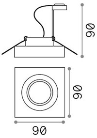 Faretto Incasso Quadrato Moderno Blues Alluminio Trasp. 1 Luce Gu10 5W 3000K