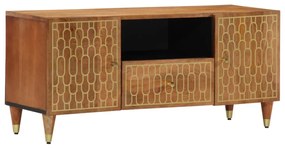 Mobile Porta Tv 105x33x46cm İn Legno Massello Di Mango /