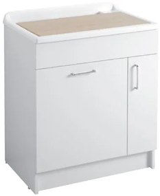 Colavene Lindo Max mobile lavatoio 75x50 con cesto portabiancheria tavola in legno e vasca in abs bianco