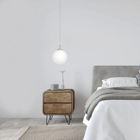 Lampadario bianco/argentato con paralume in vetro ø 25 cm RONDO – EGLO