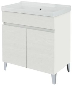 Mobile lavatoio 79x46,8 cm bianco frassinato con vasca in ceramica bianca