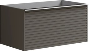 Mobile da bagno sospeso sotto lavabo Pixel stripes 2 cassetti  L 80 x H 40 x P 45.5 cm grigio carbone laccato opaco, con maniglia alluminio brillante