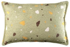 Cuscino per divano da bambini verde con rivestimento in bouclé e ciniglia Terrazzo Bolster – Wigiwama