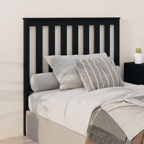 Testiera per letto nera 106x6x101 cm in legno massello di pino