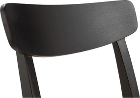 Sedie da pranzo in set nere in legno di cauciù massiccio 2 pz Biel – MOME