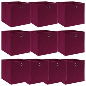 Scatole Con Coperchi 10 Pz Rosso Scuro 32x32x32 Cm Tessuto /