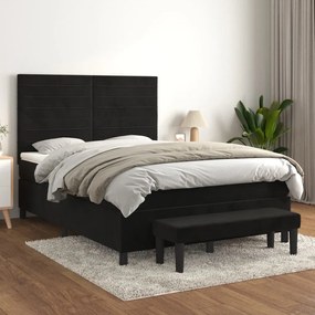 Giroletto A Molle Con Materasso Nero 140x190 Cm İn Velluto /
