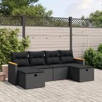 Set Divano da Giardino 6 pz con Cuscini Nero in Polyrattan 3265339