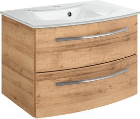 Mobile bagno sospeso con lavabo L 70 x H 48 x P 48 cm rovere riviera 2 cassetti per vasca centrale Image