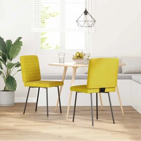 Sedie Da Pranzo 2 Pz Gialle İn Velluto /