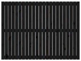Testiera da parete nera 146,5x3x110cm in legno massello di pino