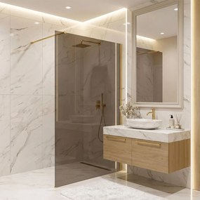 Parete doccia Rea Flexi Brown / Brush Gold 140