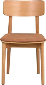 Sedie da pranzo in similpelle in colore marrone cognac-naturale in set di 2 pezzi Wolcott - Rowico