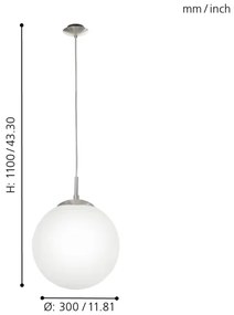 EGLO 85263 - Lampadario a sospensione con filo RONDO 1xE27/60W/230V diametro 30 cm bianco
