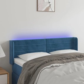 Testiera A Led Blu Scuro 147x16x78/88 Cm İn Velluto /