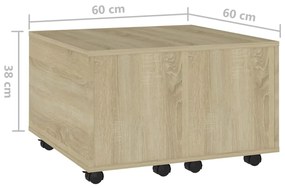 Tavolino da Salotto Rovere Sonoma 60x60x38 cm Legno Multistrato