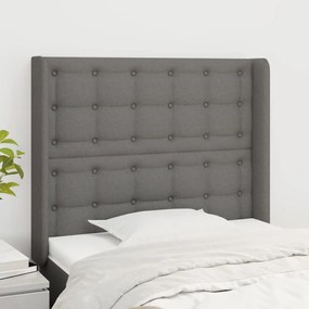 Testiera Ad Orecchio Grigio Scuro 83x16x118/128 Cm İn Tessuto /