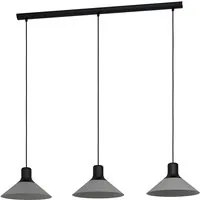 Lampadario Industrial Abreosa 3 Luci Metallo Nero E Grigio