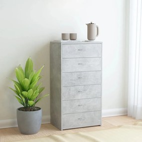 Credenza con 6 cassetti grigio cemento 50x34x96cm in truciolato