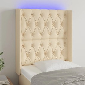 Testiera A Led Crema 83x16x118/128 Cm İn Tessuto /