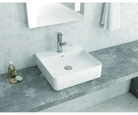 Kamalu - lavabo da appoggio quadrato 42cm in ceramica bianca |litos-0007