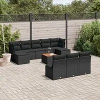 Set Divani da Giardino 11 pz con Cuscini in Polyrattan Nero 3223864